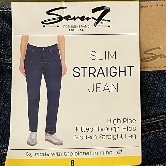 NWT Seven7 Women's Blue Denim Jeans Size 8 Slim Straight Leg High Rise Stretch - Picture 12 of 13